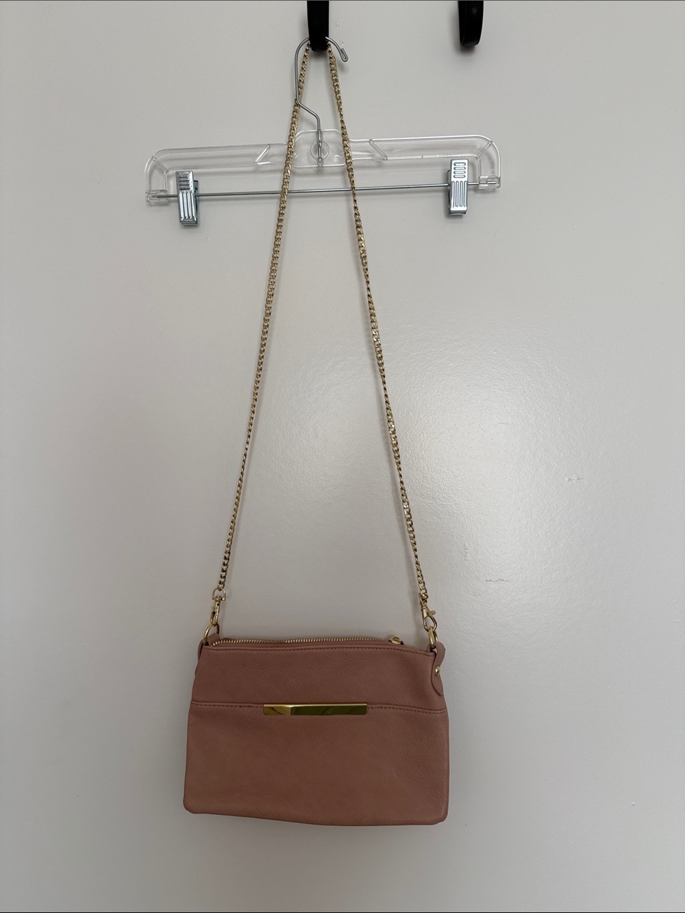 Women's Blush Crossbody Bag with Gold Chain